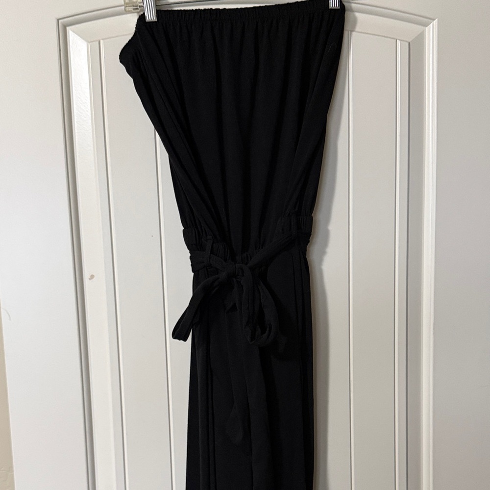 Black Strapless Jumpsuit with Tie Waist